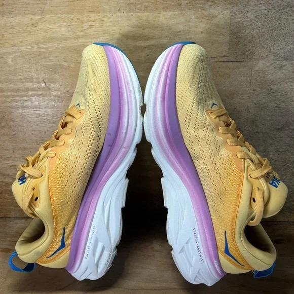 Hoka One One Bondi 8 REFLECTIVE Womens Size 7 Running Shoes Sneakers Orange - Picture 6 of 13